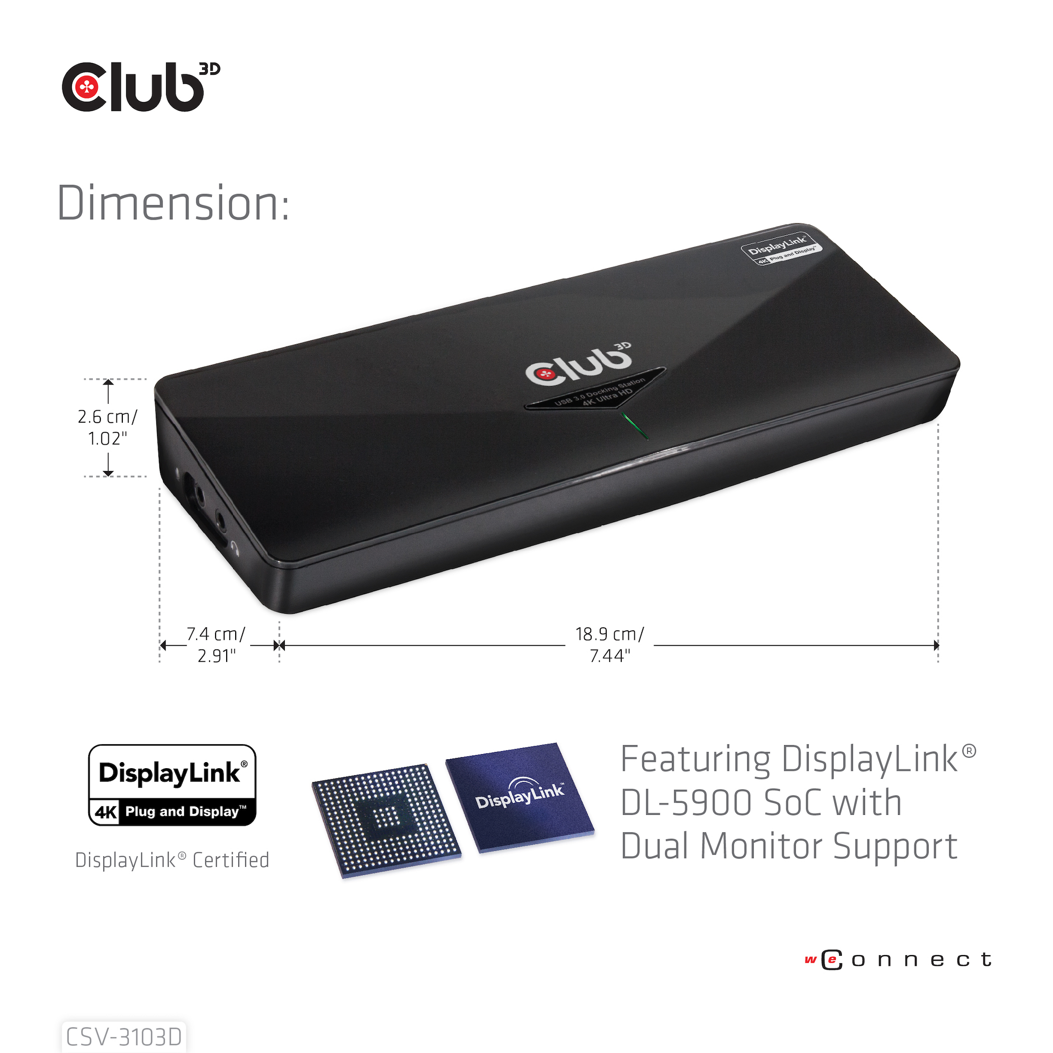 CLUB3D SenseVision USB 3.0 4K UHD Docking Station - Billede 4