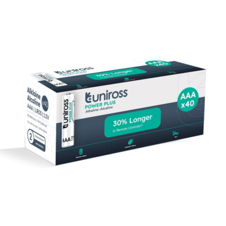Uniross Power Plus AAA Alkaline Batterier 40 stk. 1,5V