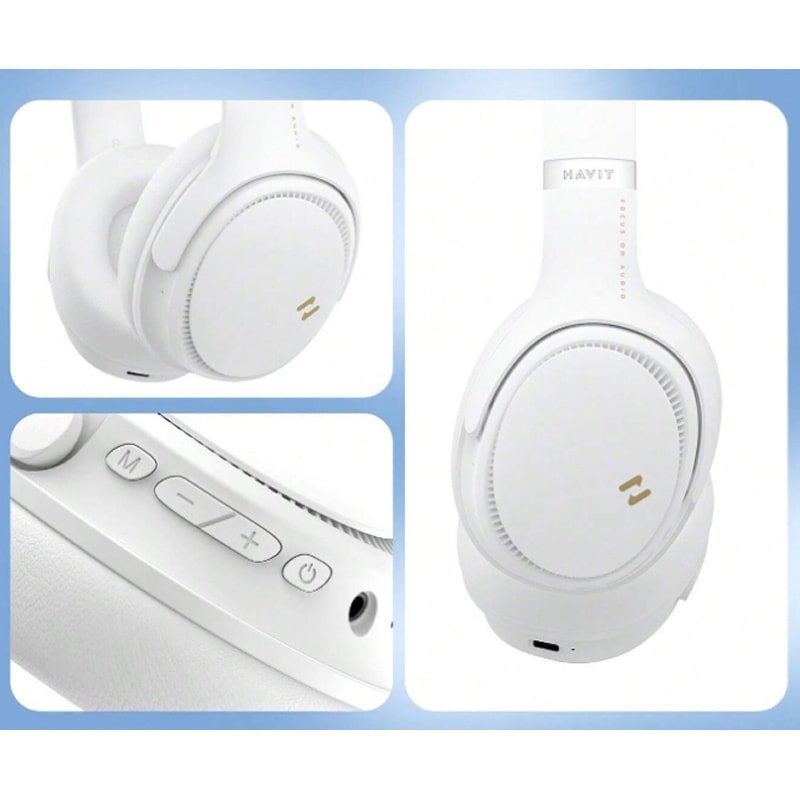 Havit H630BT PRO ANC trådløse Bluetooth-hovedtelefoner. Hvid - Billede 3