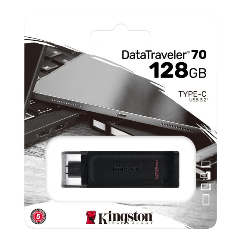 Kingston DataTraveler 70 USB-C 3.2 Gen 1 USB Stick 128GB – Sort - Billede 2