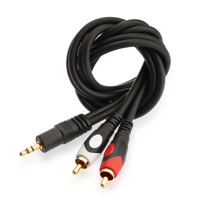 3,5 mm mini-jack til 2 x RCA — Stereo lydkabel i høj kvalitet med forgyldte stik - 5M - Billede 2