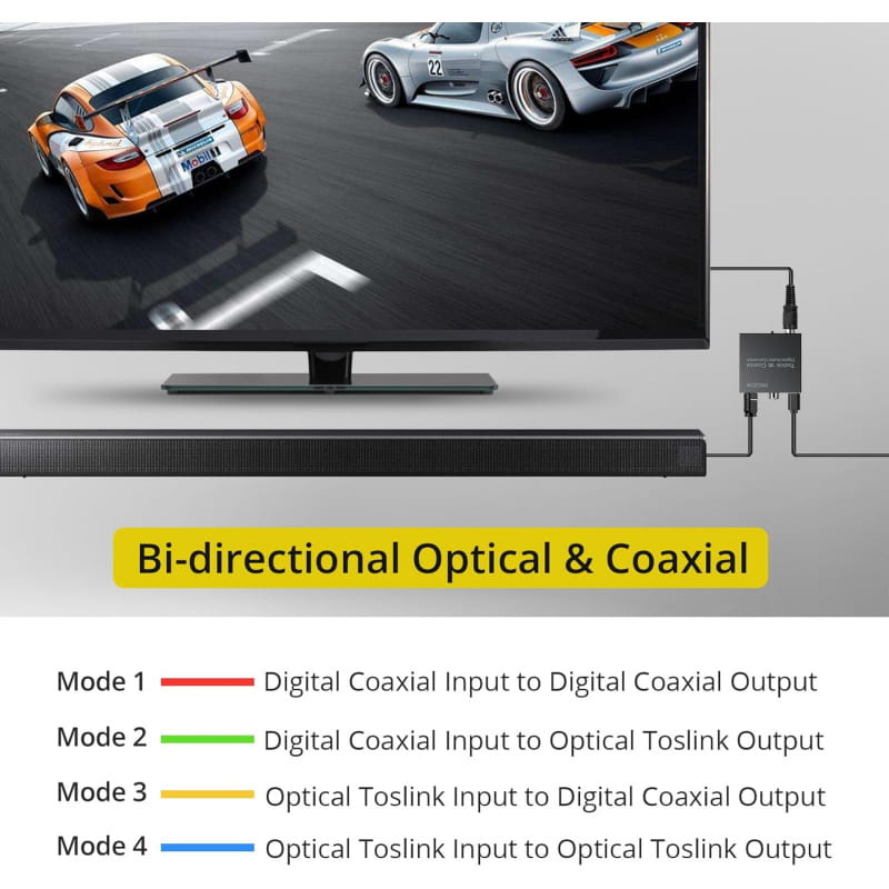 Digital 2-vejs SPDIF Lydkonverter Coaxial & Toslink - Billede 12