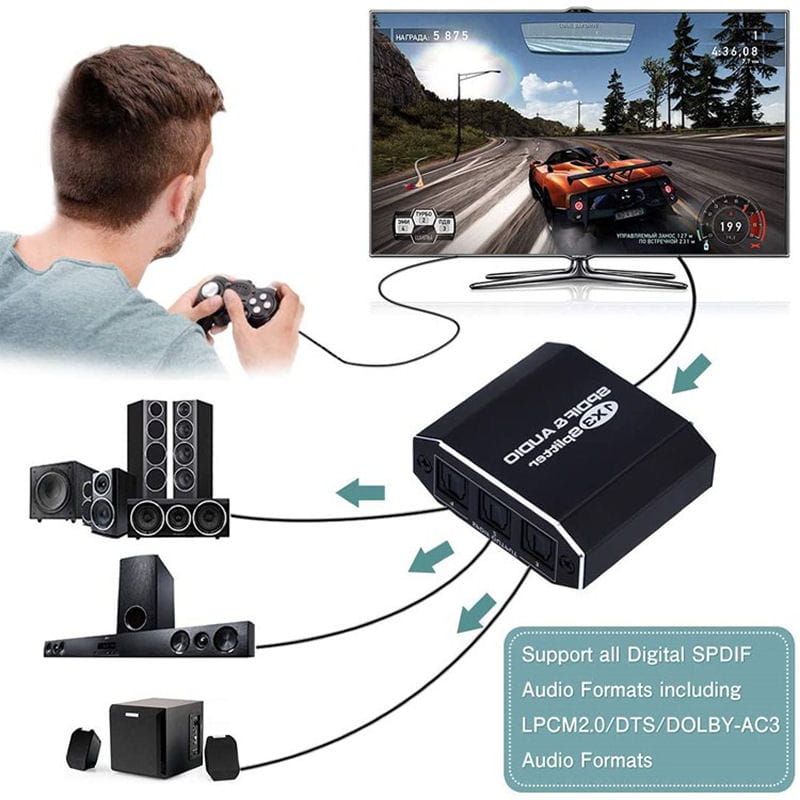 Optisk lydsplitter 1 til 3 Toslink SPDIF til TV, Soundbar & AV Receiver - Billede 5