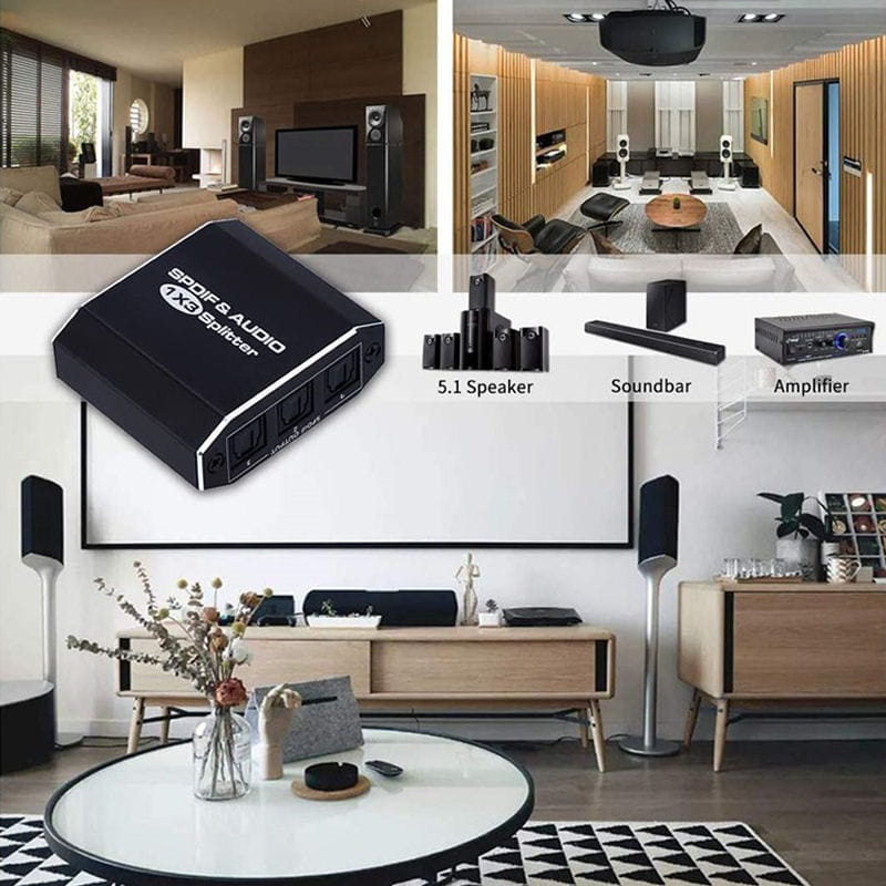 Optisk lydsplitter 1 til 3 Toslink SPDIF til TV, Soundbar & AV Receiver - Billede 6