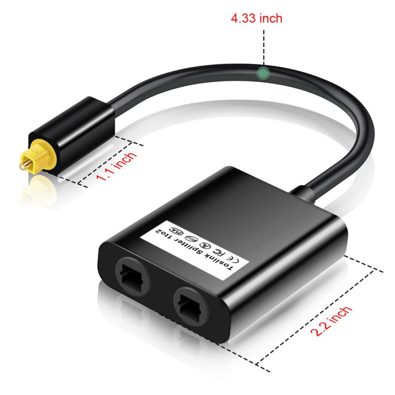 Toslink Optisk Fiber Splitter 1 til 2 – Digital Lydfordeler - Billede 5