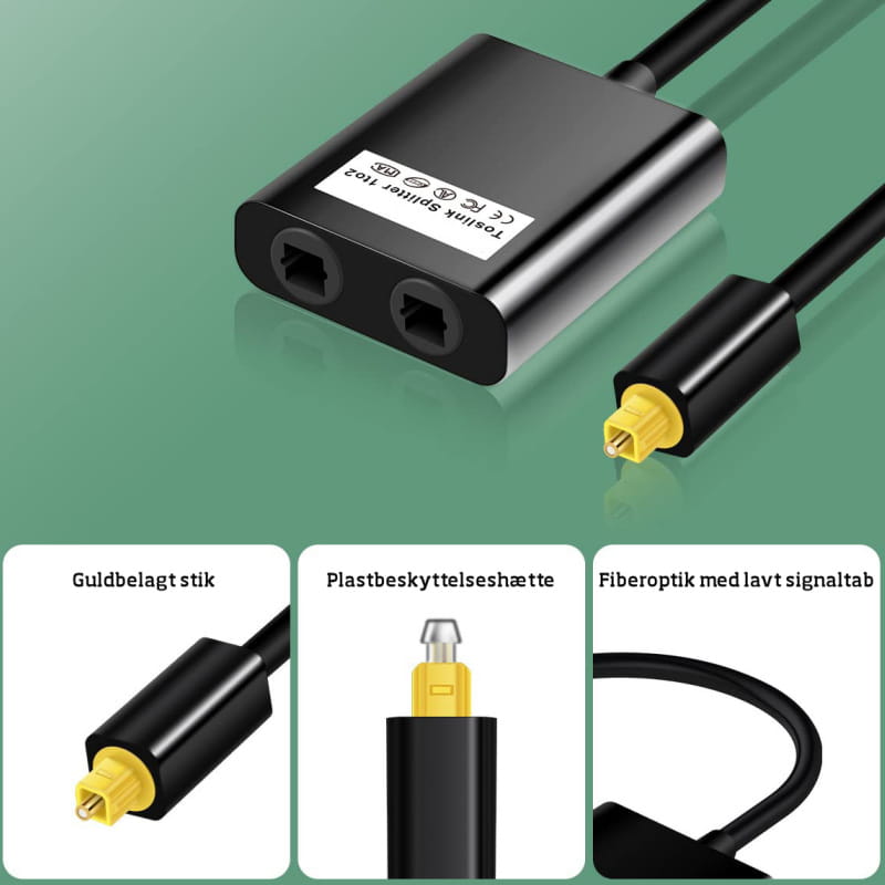 Toslink Optisk Fiber Splitter 1 til 2 – Digital Lydfordeler - Billede 4