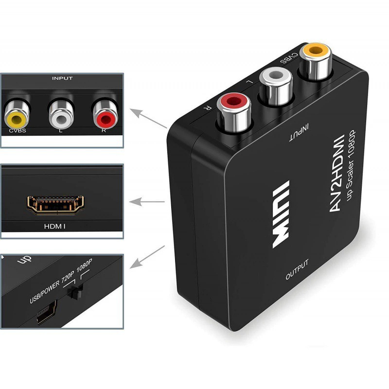 AV/RCA til HDMI Konverter. Full HD 1080p. Sort - Billede 2