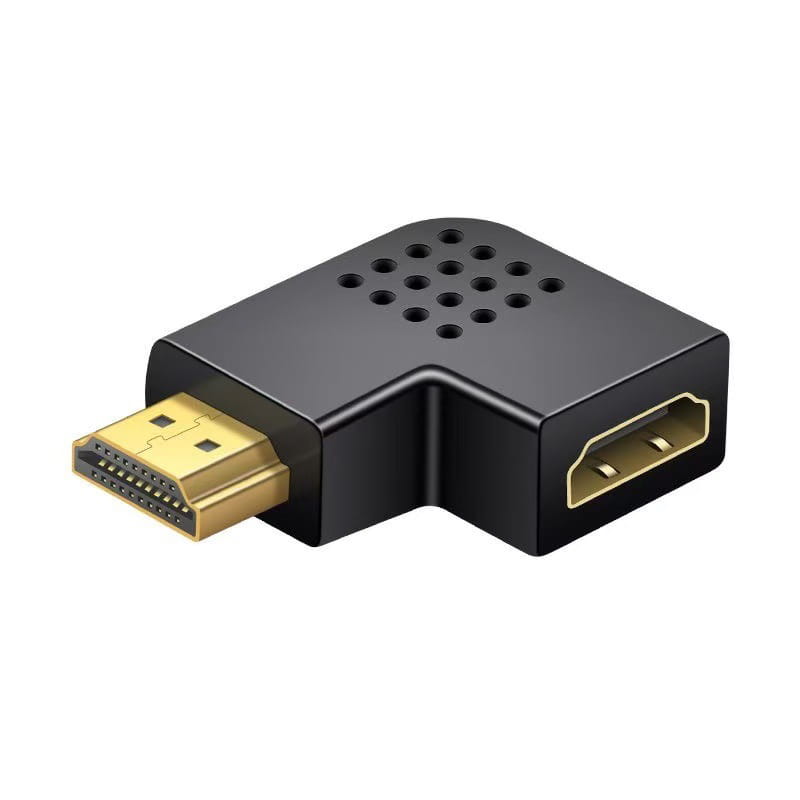 HDMI Vinkeladapter 90° (L-formet) – Guldbelagte stik til bla. TV, PS5, Xbox og PC - Billede 2