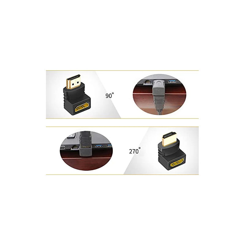 HDMI 2.1 Vinkeladapter 90° – 8K HDMI Han til Hun – Retvinklet HDMI Adapter - Billede 7