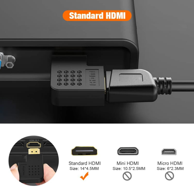 HDMI Vinkeladapter 270° (L-formet) – Guldbelagte stik til TV, PS5, Xbox og PC - Billede 3