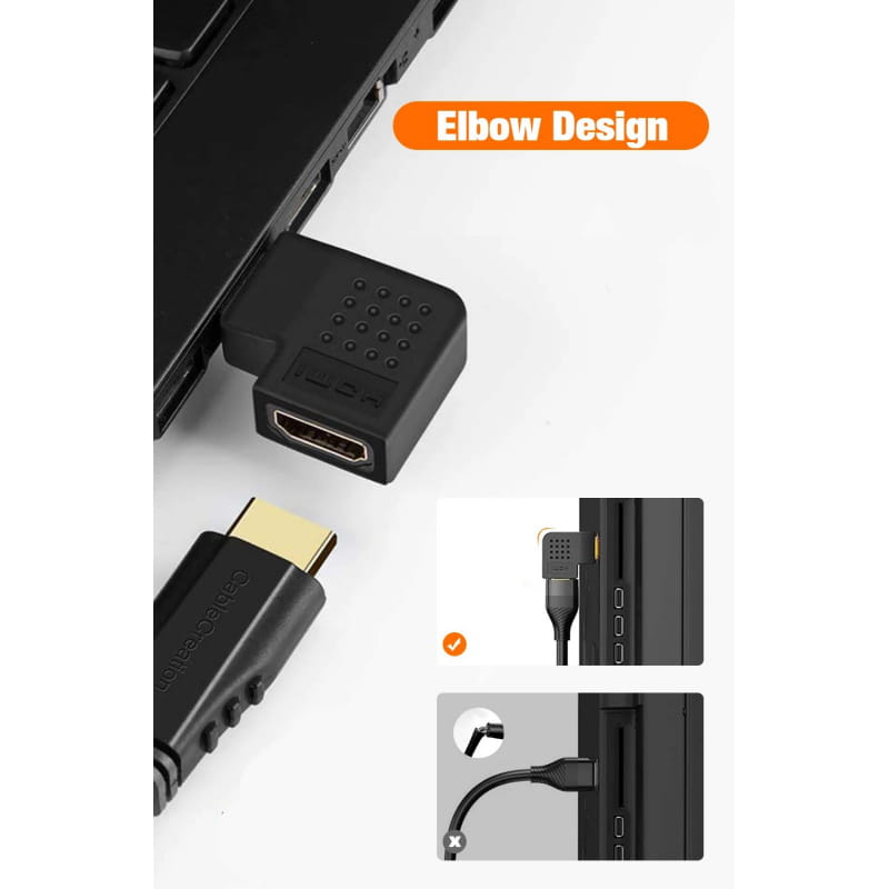 HDMI Vinkeladapter 270° (L-formet) – Guldbelagte stik til TV, PS5, Xbox og PC - Billede 4