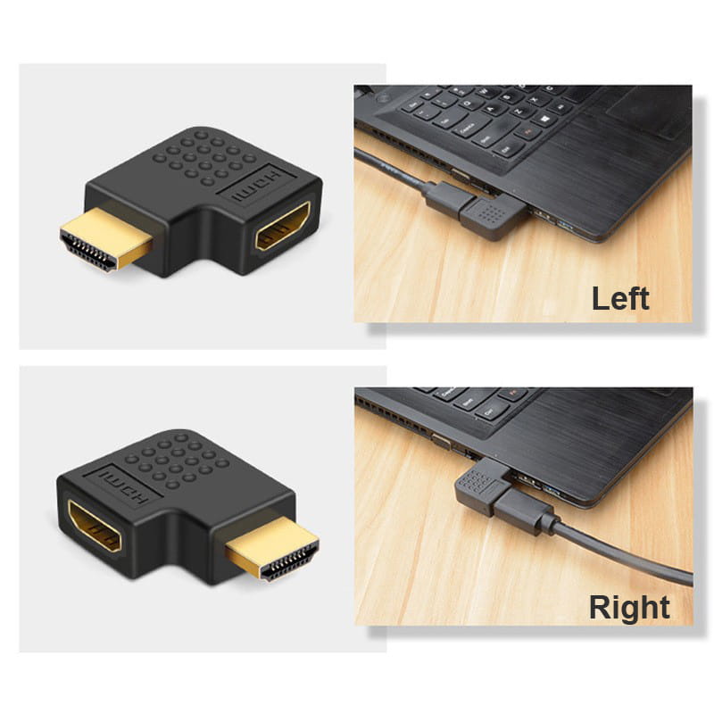 HDMI Vinkeladapter 270° (L-formet) – Guldbelagte stik til TV, PS5, Xbox og PC - Billede 5