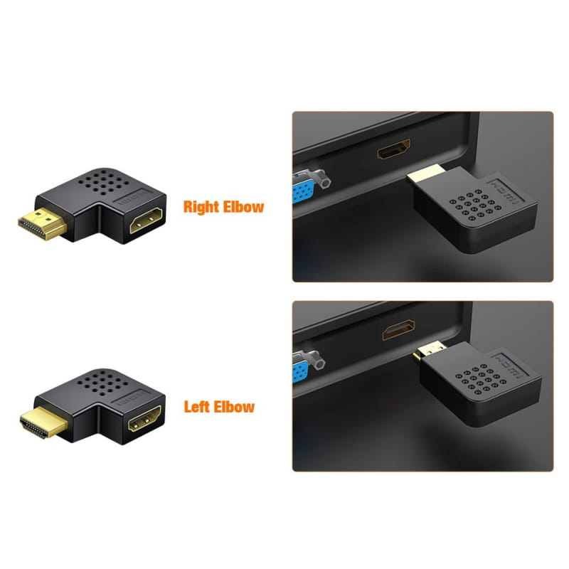 HDMI Vinkeladapter 270° (L-formet) – Guldbelagte stik til TV, PS5, Xbox og PC - Billede 6