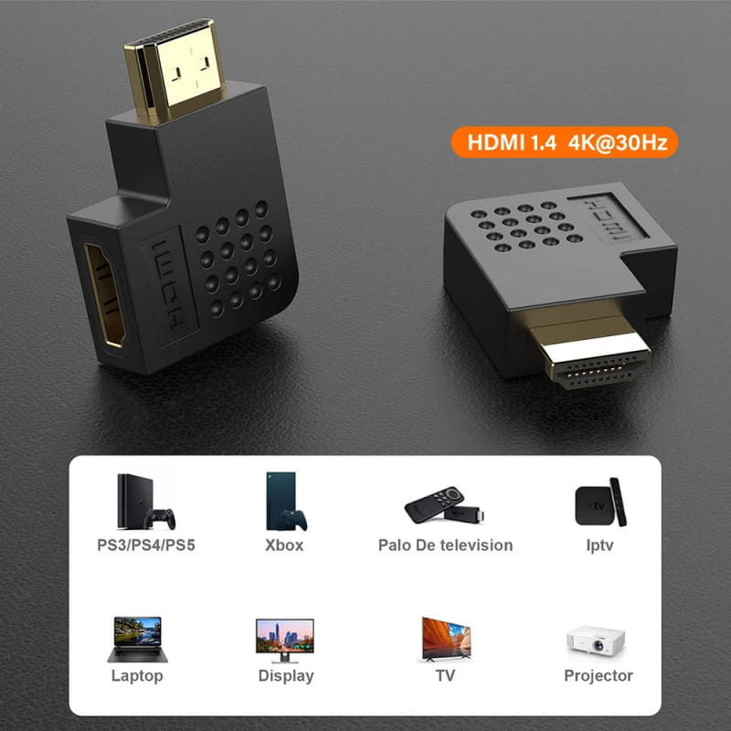 HDMI Vinkeladapter 270° (L-formet) – Guldbelagte stik til TV, PS5, Xbox og PC - Billede 9