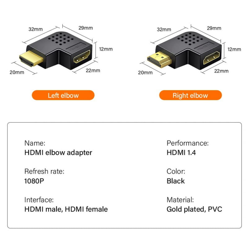 HDMI Vinkeladapter 270° (L-formet) – Guldbelagte stik til TV, PS5, Xbox og PC - Billede 10