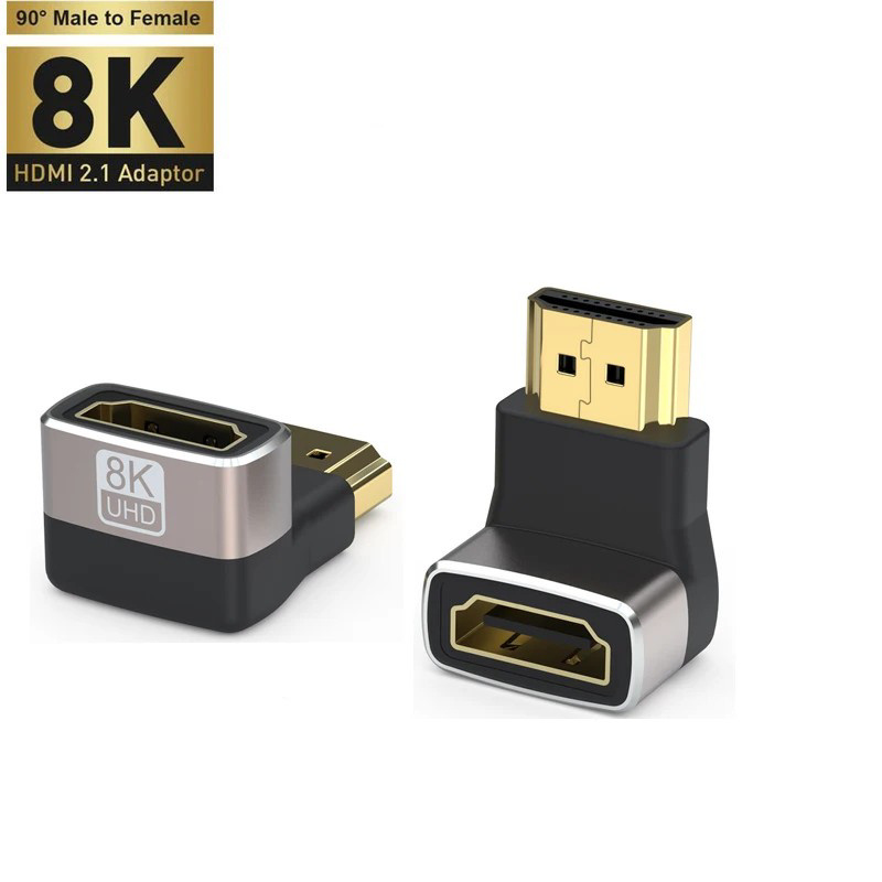 HDMI 2.1 Vinkeladapter 90° – 8K HDMI Han til Hun – Retvinklet HDMI Adapter - Billede 2