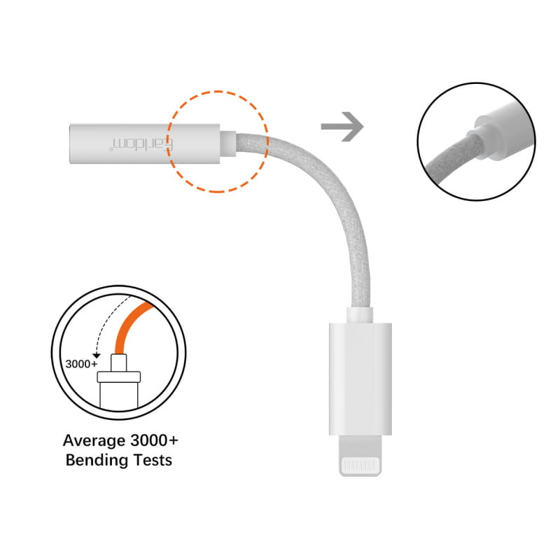 Earldom ET-OT68 iPhone Lightning Earphone adapter. Lightning til minijack - Hvid - Billede 3
