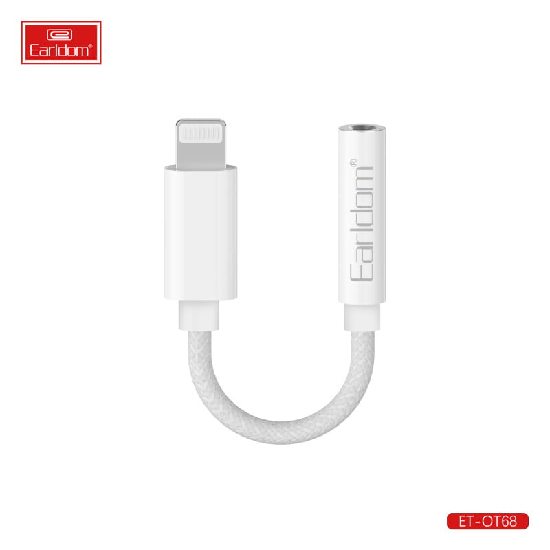 Earldom ET-OT68 iPhone Lightning Earphone adapter. Lightning til minijack - Hvid - Billede 4