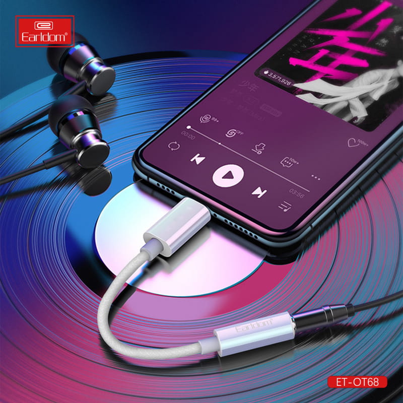 Earldom ET-OT68 iPhone Lightning Earphone adapter. Lightning til minijack - Hvid - Billede 6