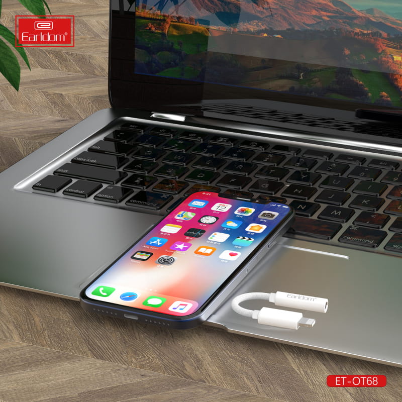 Earldom ET-OT68 iPhone Lightning Earphone adapter. Lightning til minijack - Hvid - Billede 7