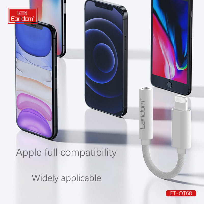 Earldom ET-OT68 iPhone Lightning Earphone adapter. Lightning til minijack - Hvid - Billede 8