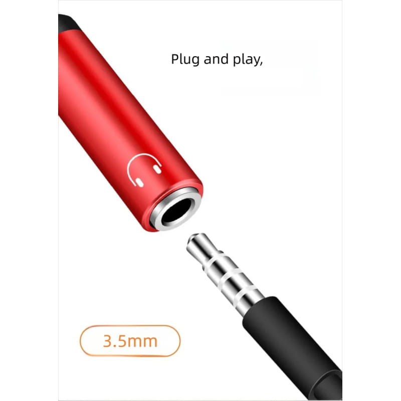 USB-C til 3,5 mm Audio Adapter med Hurtig Opladning – Oplad & Lyt Samtidig - Rød - Billede 6