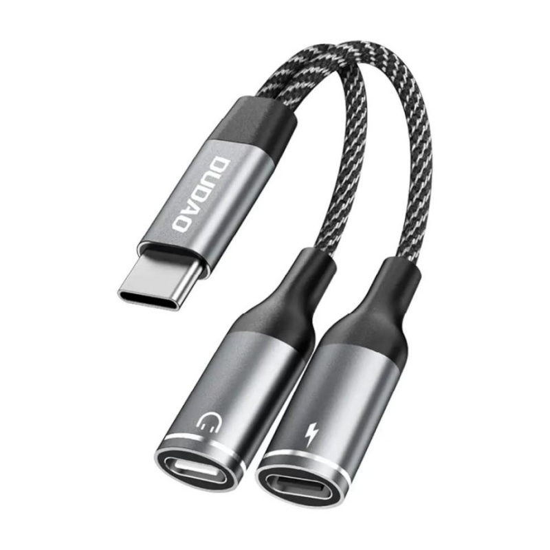 DUDAO L13C+ USB-C Splitter. 2 i 1 Opladning og Earphone Adapter