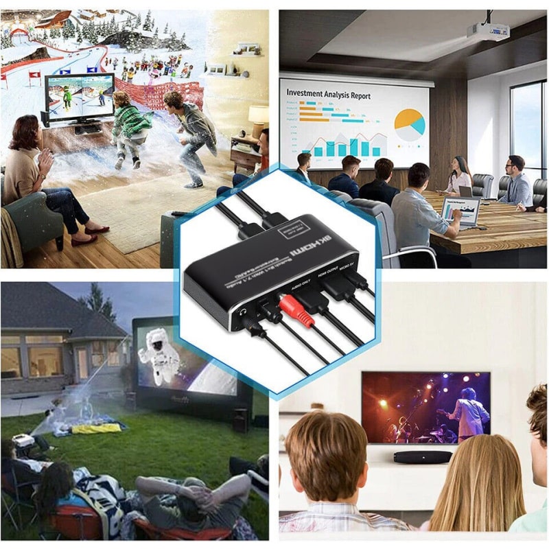 HDMI 2.1 Switch med lydudtræk (Audio Extractor) – ARC/eARC – 8K/30Hz & 4K/120Hz – Optisk & Coaxial lydudgang - Billede 7