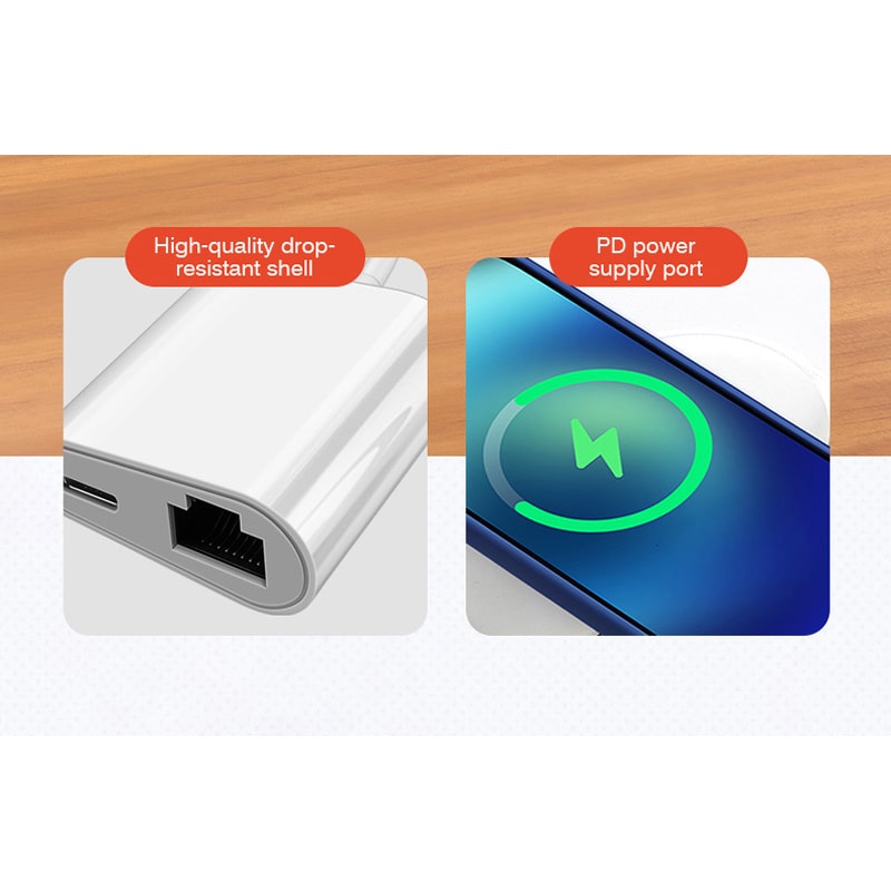 Lightning til Ethernet Adapter – Hurtig RJ45 LAN Forbindelse til iPhone og iPad (10/100 Mbps) - Billede 3