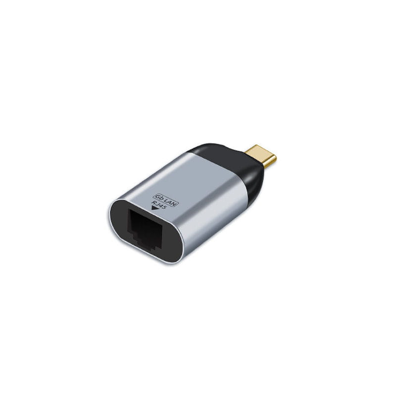USB-C til RJ45 Gigabit Ethernet Adapter 1000 Mbps – Grå/Sort
