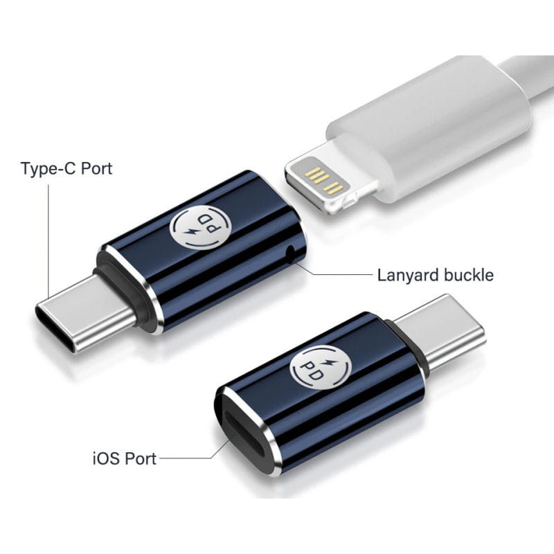 Lightning til USB-C Adapter med 35W PD Hurtigopladning – Lightning Hun til USB-C Han - Billede 2