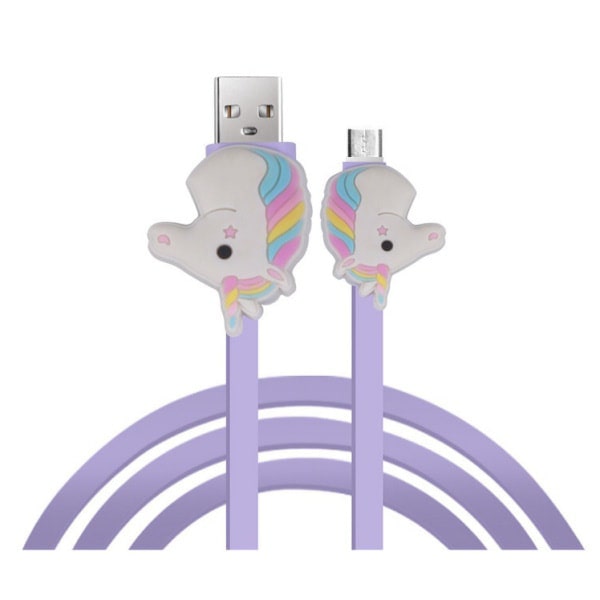 Sjovt, sødt & flot Cartoon Micro USB opladekabel. Enhjørning. - Billede 2