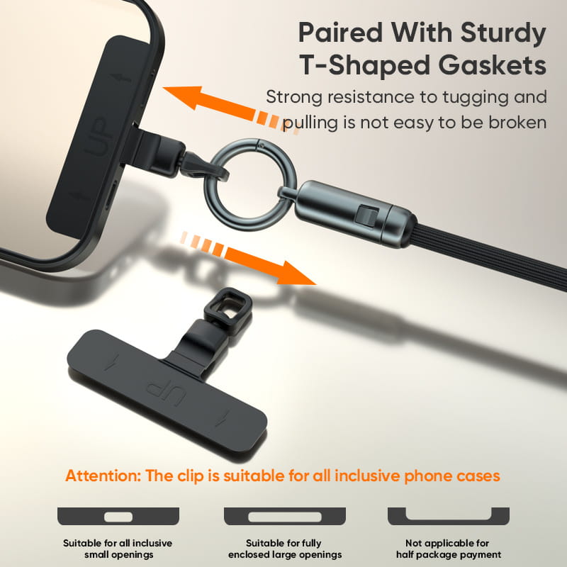 USB-C 240W PD Kabel med Hurtig Opladning og Mobilrem – Håndledsrem 30cm, Sort - Billede 8
