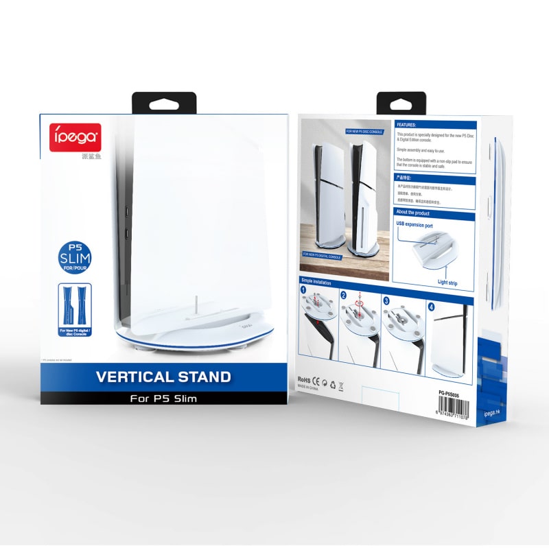 PlayStation 5 Slim Vertikal Stander. IPEGA. Hvid. - Billede 6