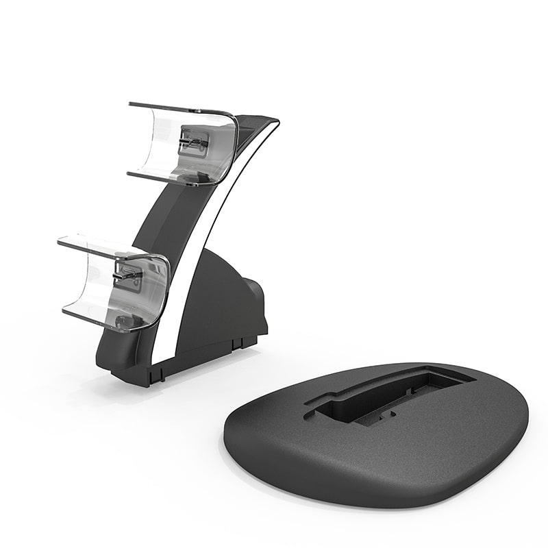 Dobe PS5 DualSense Controller Oplader Bluelight Charging Dock – Sort - Billede 3