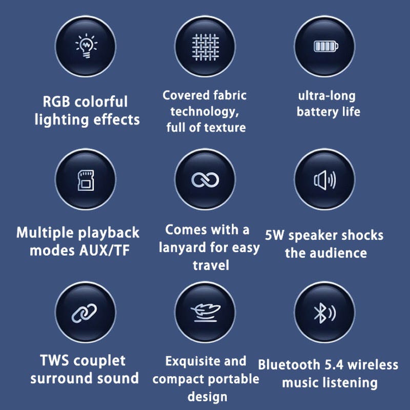 G1 Outdoor Bluetooth Højtaler. Kraftfuld Lyd og Farverigt RGB Lys. Sort - Billede 14