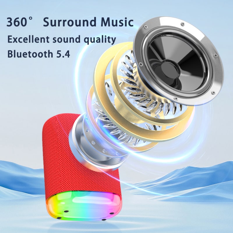 G1 Outdoor Bluetooth Højtaler. Kraftfuld Lyd og Farverigt RGB Lys. Sort - Billede 8