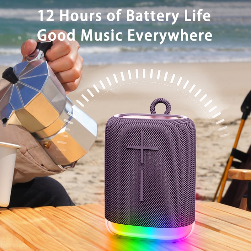 G1 Outdoor Bluetooth Højtaler. Kraftfuld Lyd og Farverigt RGB Lys. Sort - Billede 9