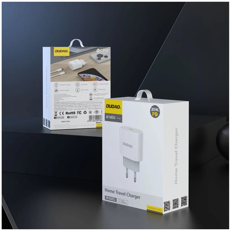 DUDAO A14EUC PD 20W Quick Charge USB-C oplader. Inkl USB-C kabel - Billede 3