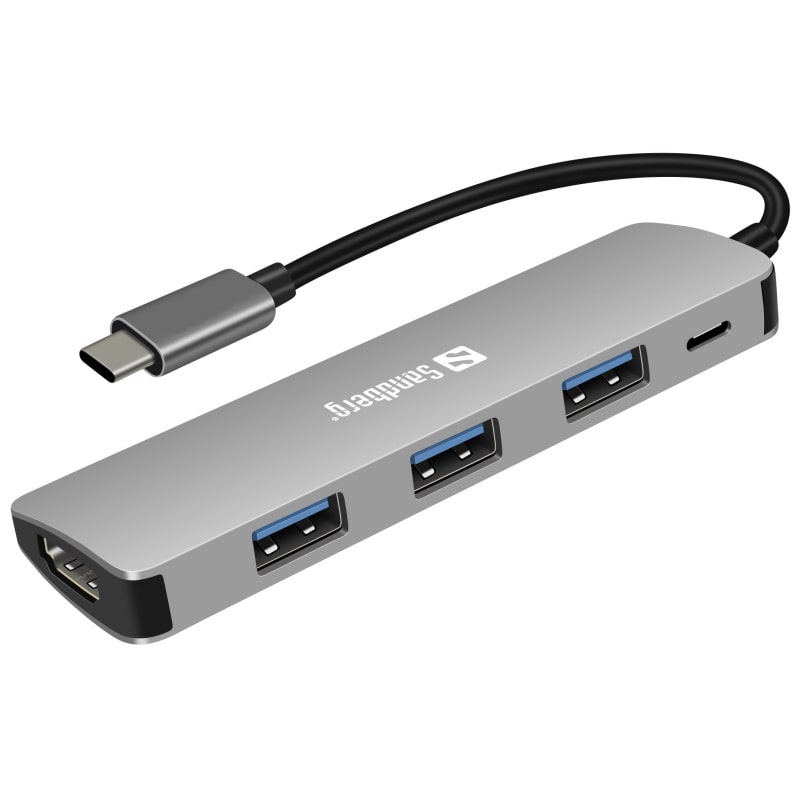 Sandberg USB-C Dock. HDMI 3xUSB PD. 100W Dockingstation.