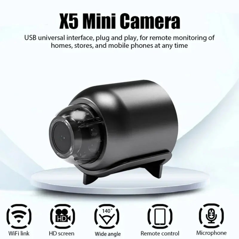X5 WiFi Mini Overvågningskamera med 1080P, Lyd, Nattesyn og Fjernadgang - Billede 2