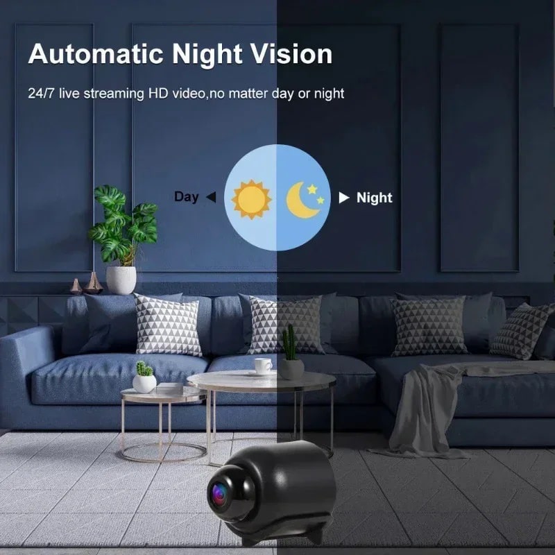 X5 WiFi Mini Overvågningskamera med 1080P, Lyd, Nattesyn og Fjernadgang - Billede 4