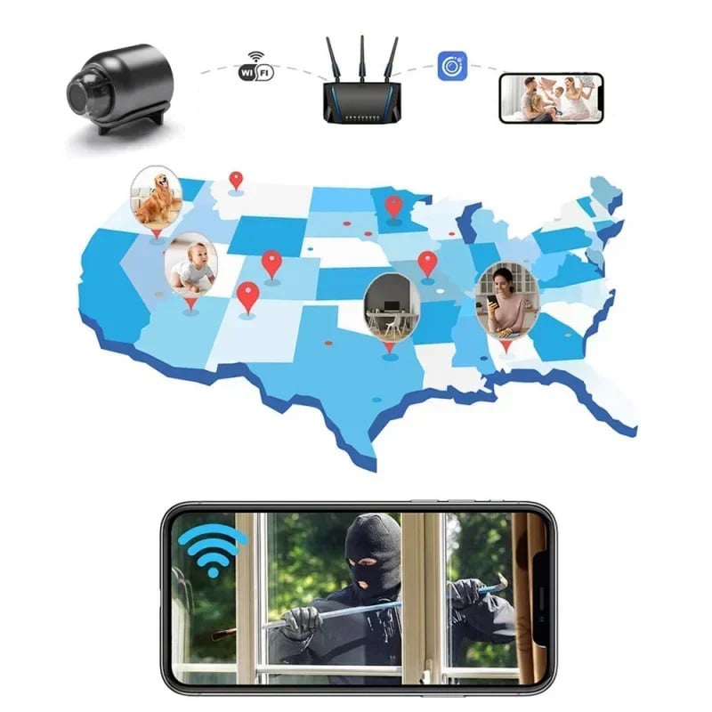 X5 WiFi Mini Overvågningskamera med 1080P, Lyd, Nattesyn og Fjernadgang - Billede 9