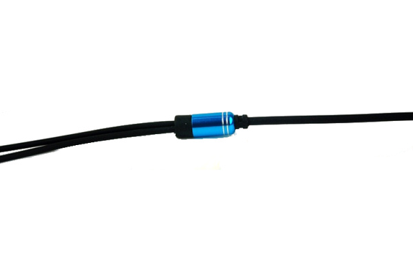 Minijack splitter til høretelefoner. 3.5mm stik. Metallic blå. - Billede 3